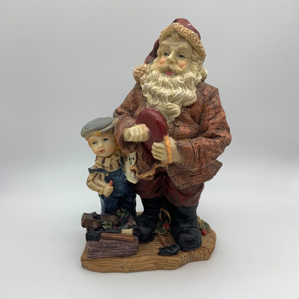 Vintage Christmas Teacher Santa & Little Boy Figurine Retro Christmas Decor